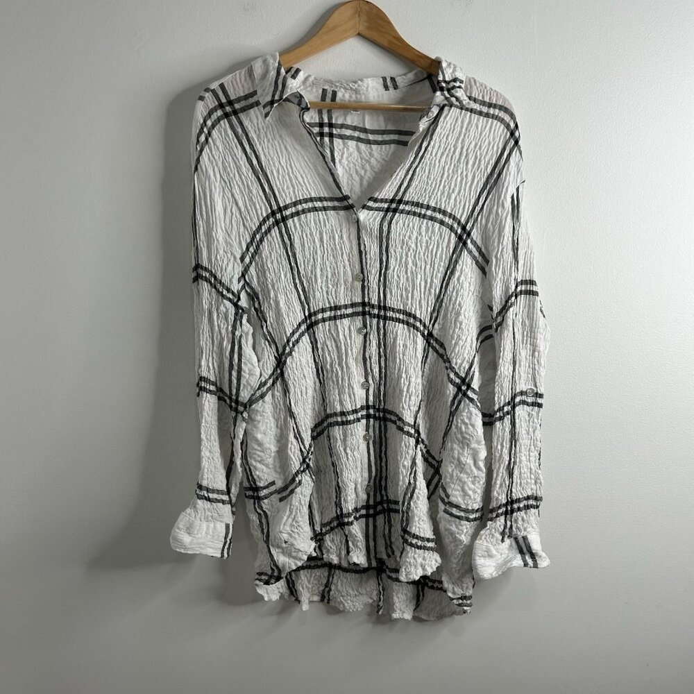 Jane + Delancey Shirt Womens 3XL‎ Plaid Button Down Crinkle Boho Casual Top